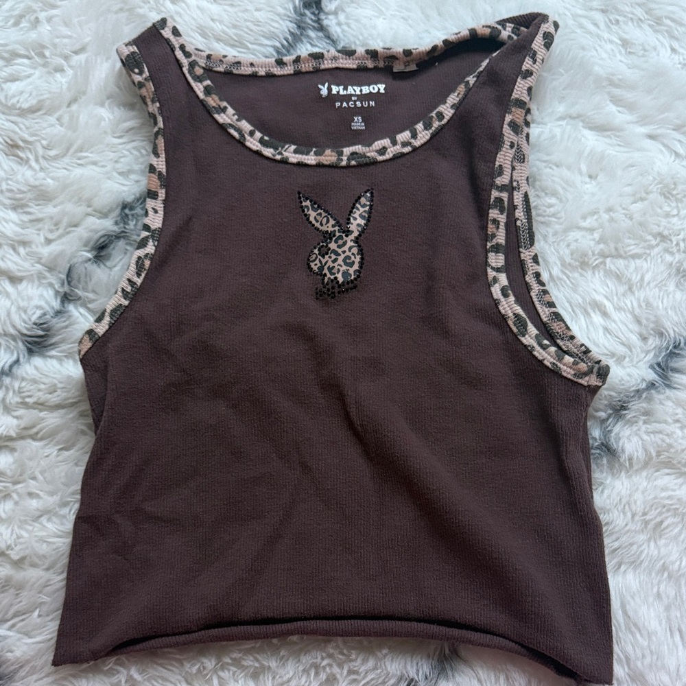 Playboy by Pacsun Brown Tank Top